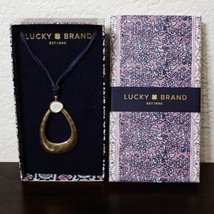 NWT Lucky Brand Moonstone Gold Leather Necklace